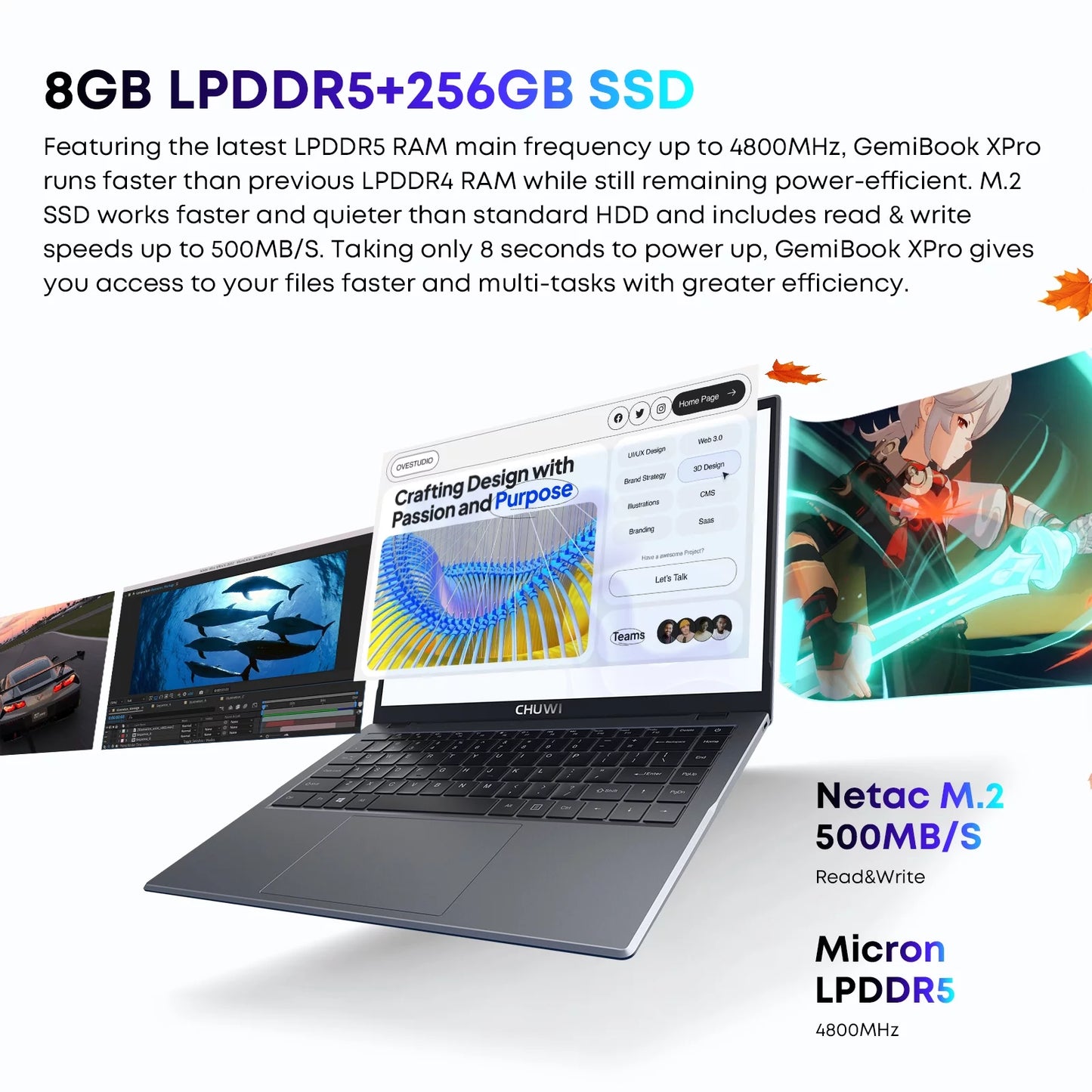 Gemibook Xpro 14" Laptop,256Gb SSD 8GB Ram,Windows 11,12Th Gen Intel Alder Lake N100,2023 Upgrade Ultra Thin Notebook Gaming Computer,2160*1440 IPS Display,Wi-Fi,Bluetooth 5.1