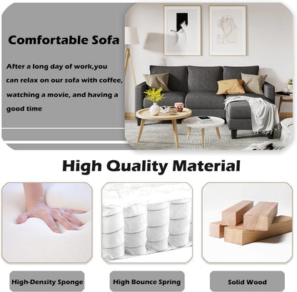 Convertible Sectional 3 L-Shaped Couch Soft Seat with Modern Linen Fabric, Small Space Sofas for Living Room, Apartment and Office, 70'', Charcoal