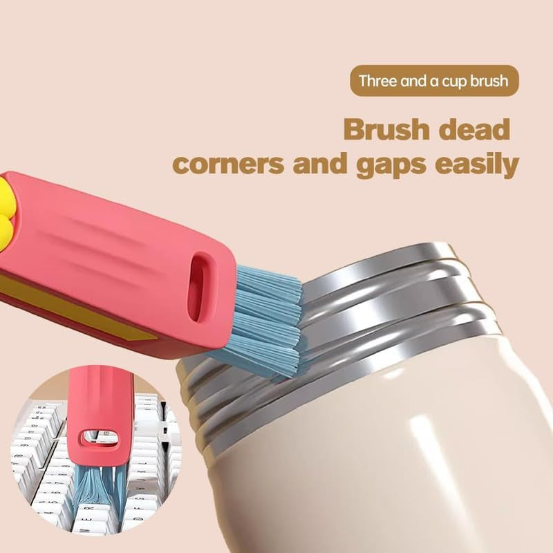 3 in 1 Cup Lid Cleaning Brush, 2024 New Portable Crevice Cleaning Brush Set for Baby Bottle Gap Tight Spaces Cup, Multifunctional Cleaning Brush Cup Lid Cleaner