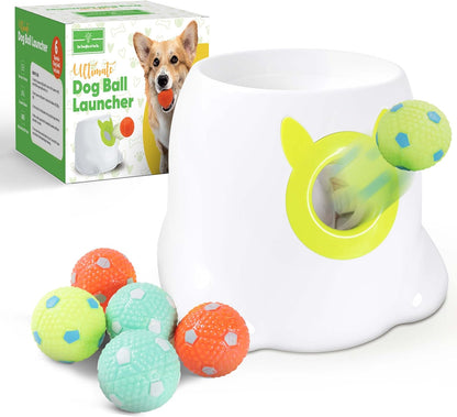 Dog Ball Launcher Automatic Fetch Machine for Small to Medium Dogs, 6 Balls, Dual Power Breeds, Ensures Exercise and Fun