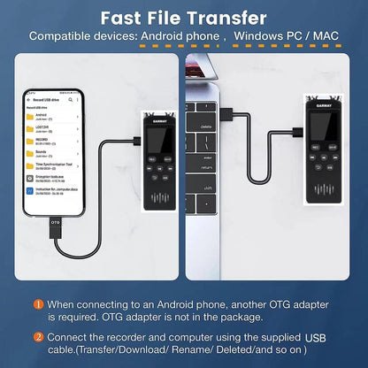 Digital Voice Recorder Upgraded 48GB 1536KBPS 3343Hours Recording Capacity 32H Battery Time Voice Activated Recorder with Noise Reduction Audio Recorder with Playback for Meeting Lecture