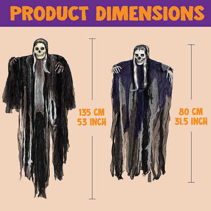 3 Pack Hanging Halloween Skeleton Ghosts Decorations, Grim Reapers for Best Halloween Outdoor Decorations