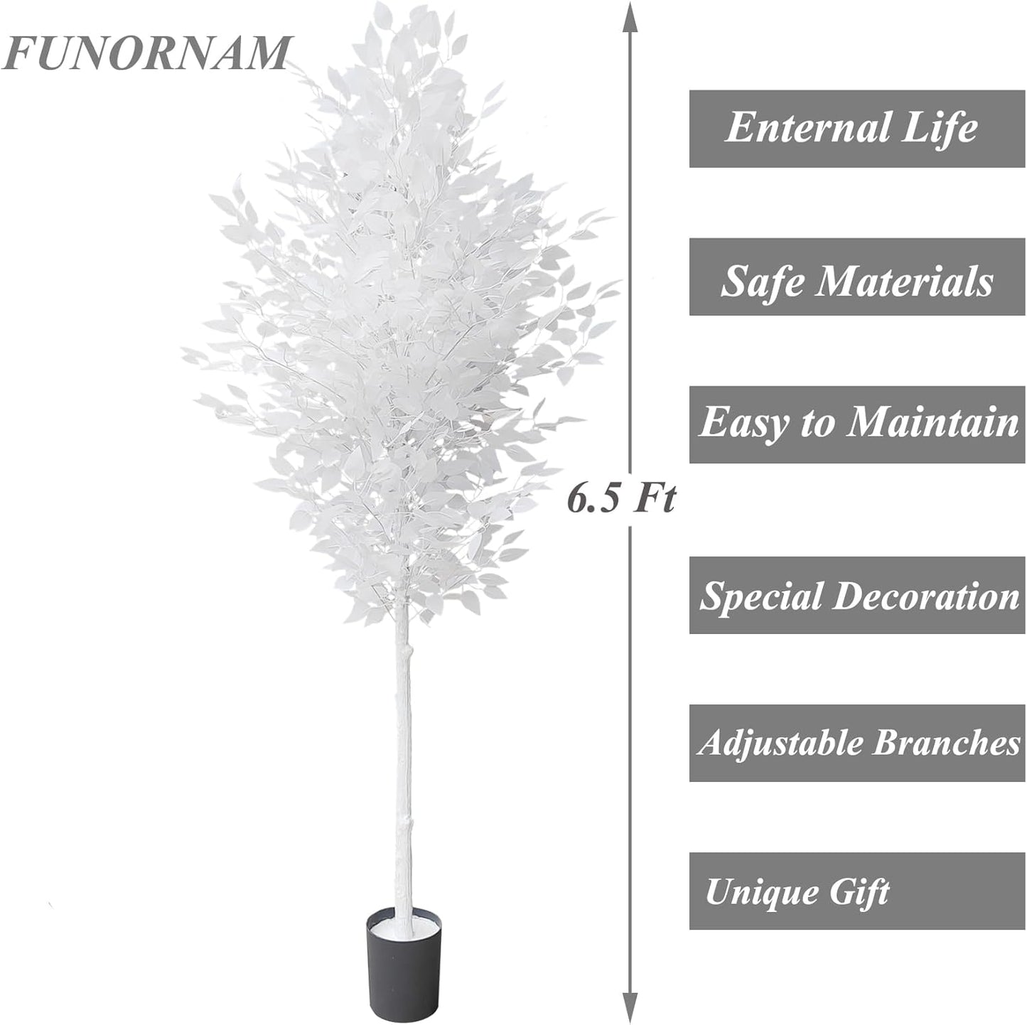 6Ft Ficus Trees Artificial, Large White Fake Tree Faux Plant for Home Indoor Wedding Décor