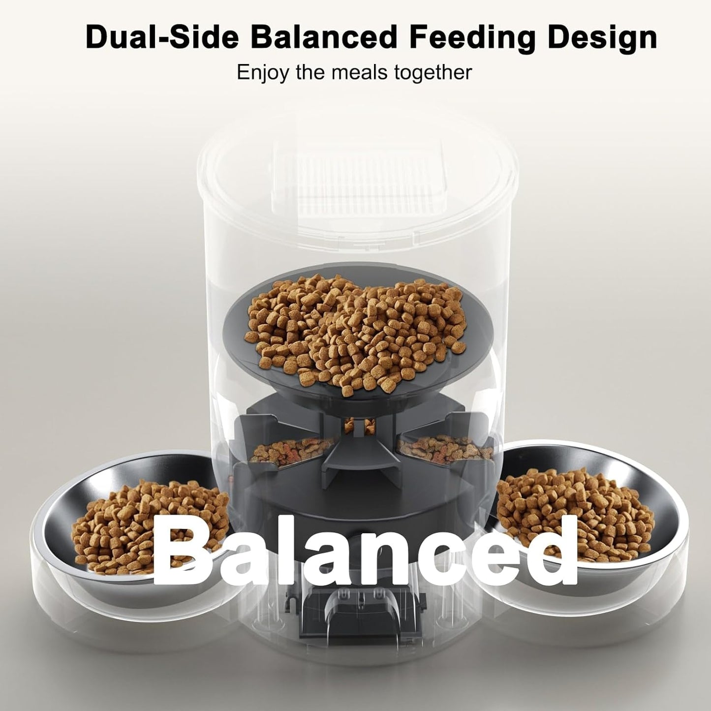 Automatic Cat Feeder for 2 Cats, 3L Cat Food Dispenser  Auto Cat Feeder with 2 Stainless Bowls, 10S Meal Call Dual Power Supply and Timer Setting 12 Portions 6 Meals per Day for Cats and Dogs