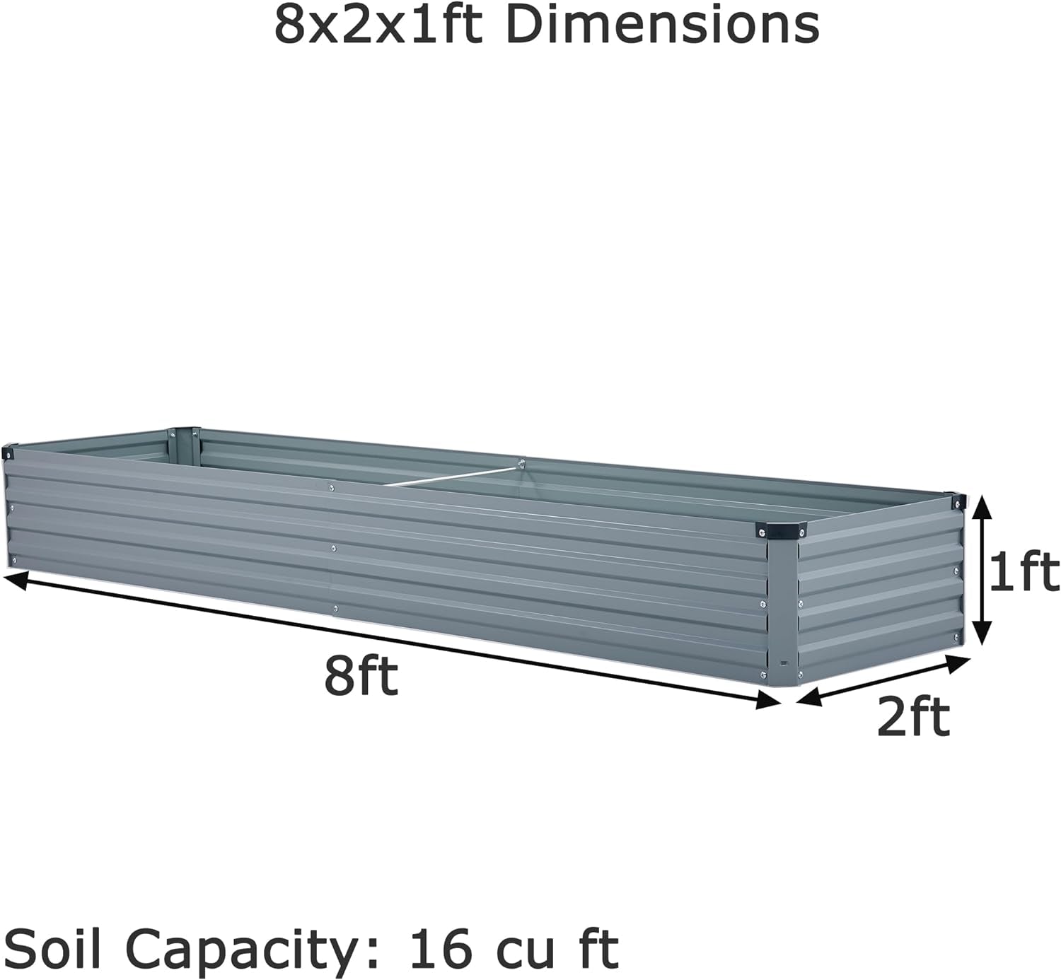 8X2X1Ft(2 Pack) Galvanized Raised Garden Bed,Outdoor Planter Box Metal Patio Kit Planting Bed for Vegetables Flowers Herb,Grey