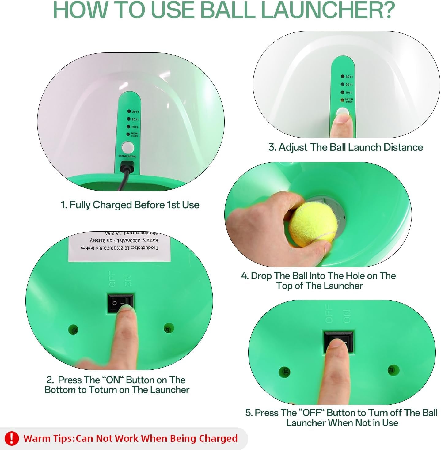 Automatic Dog Ball Launcher, with 12 Tennis Ball 3 Adjustable Distances Settings, Rechargeable Ball Laucher for Dogs,Interacive Dog Toys Indoor Outdoor Thrower Machine Perfect for Small Dogs