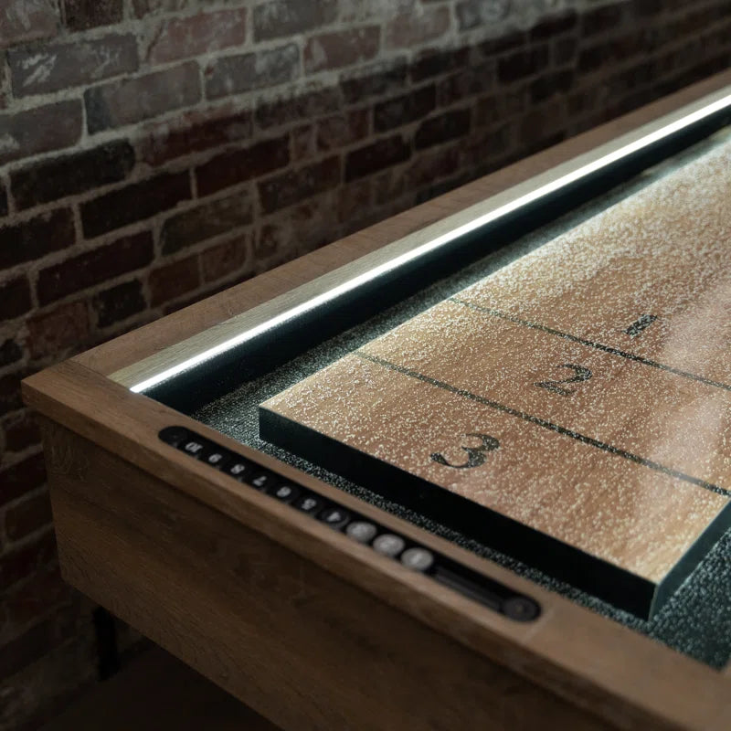 White Oak LED Shuffleboard Table with Buffet Top