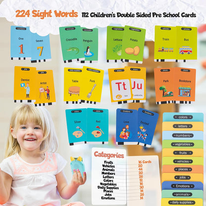 Talking Flash Cards with 224 Sight Words, Speech Therapy Toys, Autism Sensory Toys, Montessori Toys, Learning Educational Toys Gifts for Age 1 2 3 4 5 Years Old Boys and Girls (White Panda)