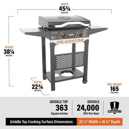 Pro Series 2 Burner 22" Propane Pedestal Griddle with Hood