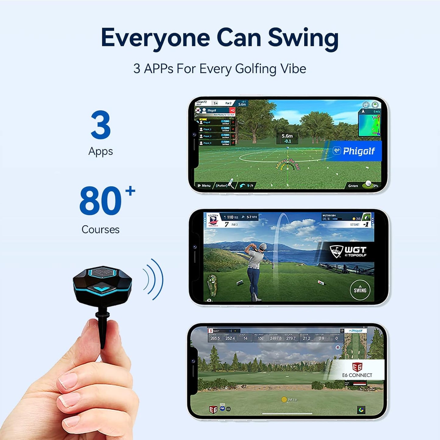 Home Golf Simulator, Enjoy Interactive Golfing with Smart Motion Sensor and Swing Stick for Indoor and Outdoor Fun - Compatible with Android, Ios, WGT, and E6 Connect Series