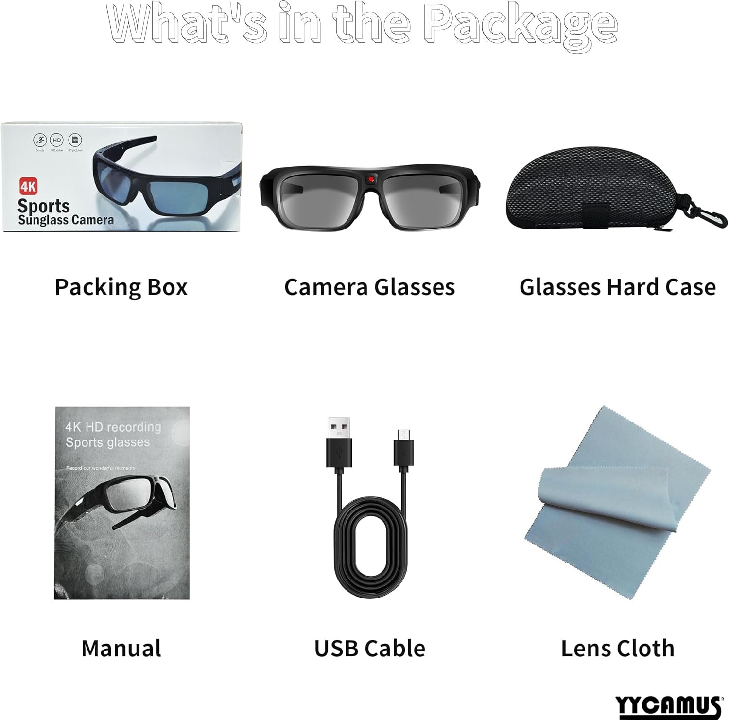 Superior 4K 2160P Camera Glasses, Upgrade Camera Video Glasses, Video Camera Sunglasses, Smart Video Sunglasses with UV Protection for Outdoor Sports, Cycling