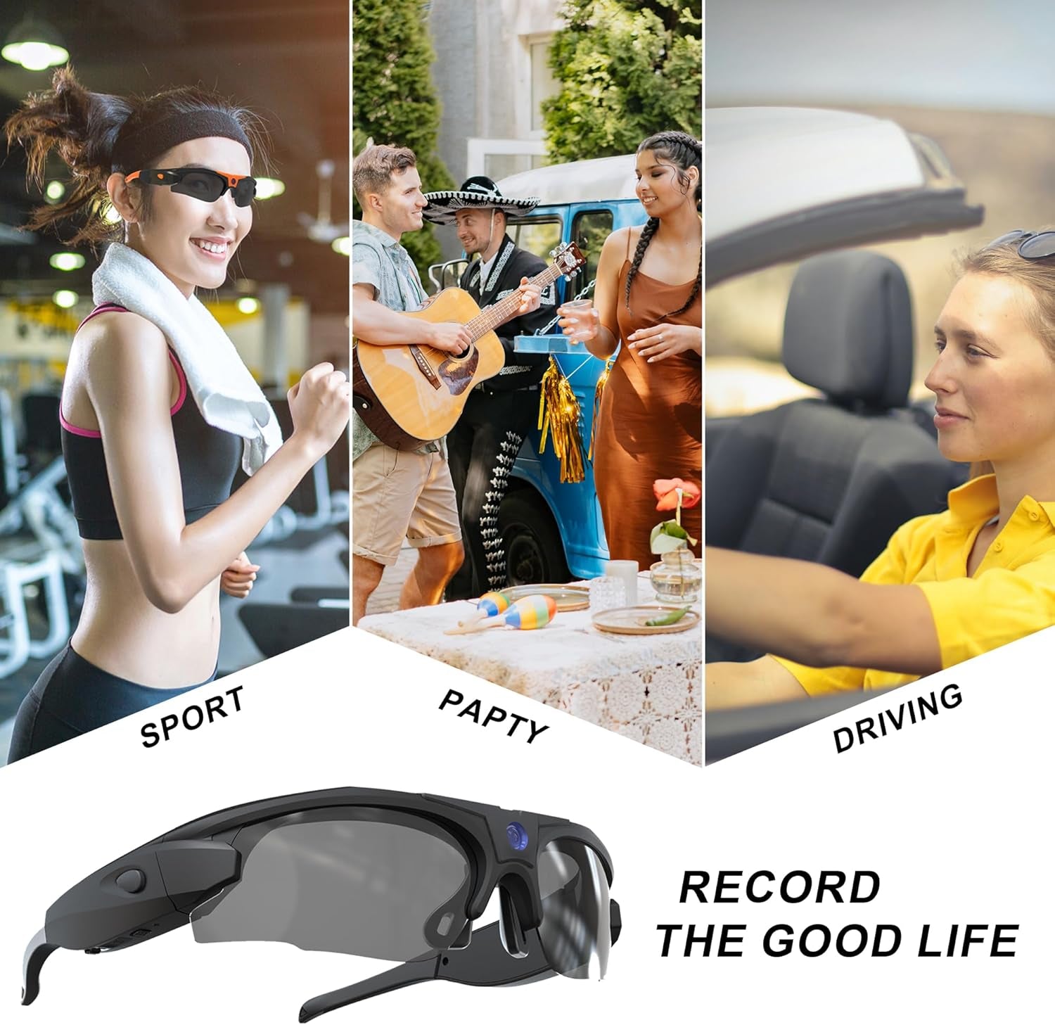 Camera Sunglasses, Wifi Video Glasses HD 1080P with Polarized UV 400 Lens for Cycling, Camping, Driving,Traveling(Include 32GB Card)