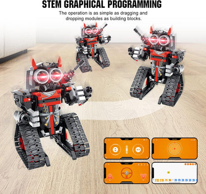 Remote Control Robot Building Kit for Boys 6-12, 3-In-1 STEM Remote & APP Controlled Coding Gear Robot/Tank/Rc Car, 419 Pcs Science Learning Educational Building Blocks Toy Set Gift for Kids