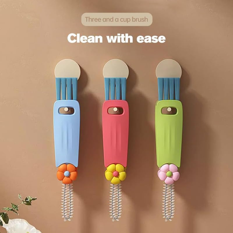 3 in 1 Cup Lid Cleaning Brush, 2024 New Portable Crevice Cleaning Brush Set for Baby Bottle Gap Tight Spaces Cup, Multifunctional Cleaning Brush Cup Lid Cleaner