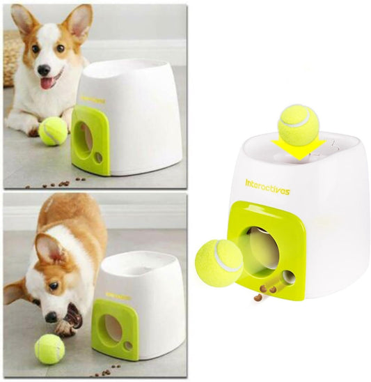 Pet Ball Launcher Toy Dog Tennis Ball Food Reward Machine Thrower Interactive Therapy Slow Feeding Toys for Cats and Dogs