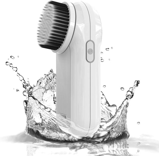 Sonic Facial Cleansing Brush, Electric Face Scrubber for Women Waterproof Rechargeable for Deep Cleaning Gentle Exfoliating Massaging, Powered Facial Cleaning Machine with 2 Brushes