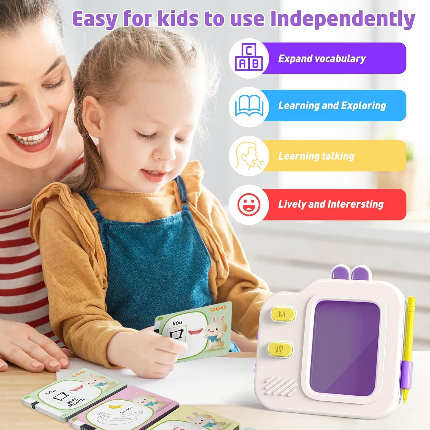 Talking Flash Cards for Toddlers with 240 Sight Words, Learning Montessori Toys with Music, Speech Therapy, Autism Sensory Toys, Preschool Learning Activities, Educational Toys for Kids Boys and Girls