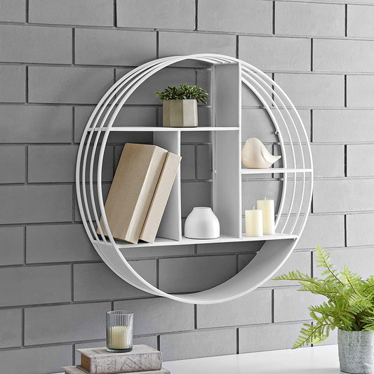 Gold Brooklyn Wall Shelf, round 3 Tier Wall Mounted Floating Shelf for Bathroom, Bedroom, Living Room Decor, Metal, Industrial, 27.5 Inches - Design By Technique