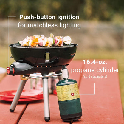 4-In-1 Portable Propane Camping Stove, Includes Stove, Wok, Griddle & Grill; Camping Grill with Instastart Ignition, Grease Tray, & 7000 Btus of Power for Camping, Tailgating, Grilling