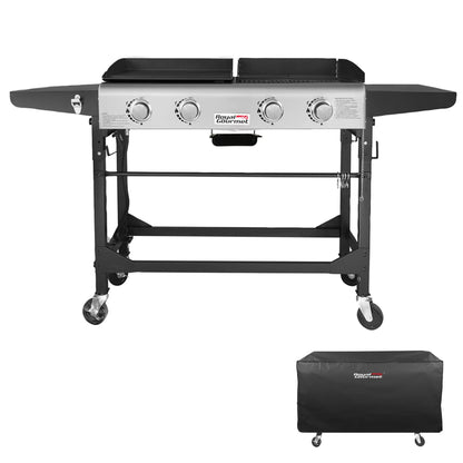 GD401C Premium 4-Burner 48000-BTU Folding Gas Grill and Griddle, with Cover