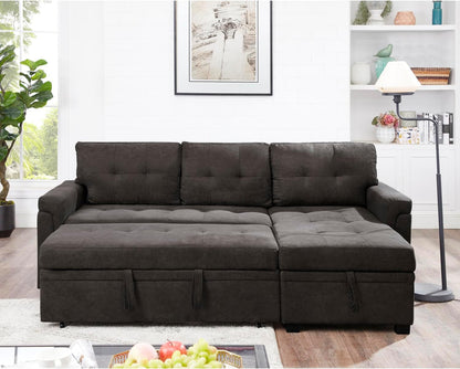 Transform Any Space: Sleeper Sectional Sofa with Convertible Sofa Bed & Inviting Chaise. Find Tranquil Comfort with Stress-Relieving Design & Durable Cushions - Espresso/Velvet