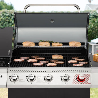 5 - Burner Free Standing 64000 BTU Gas Grill with Rotisserie Kit and Side Burner