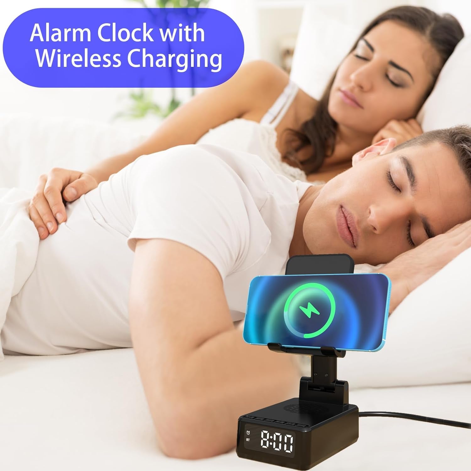 Gifts for Men Women,4 in 1 Cell Phone Stand with Bluetooth Speaker and Wireless Charger Alarm Clock Mens Womens Gifts Unique for Dad Him Mom Women Her Husband Gifts