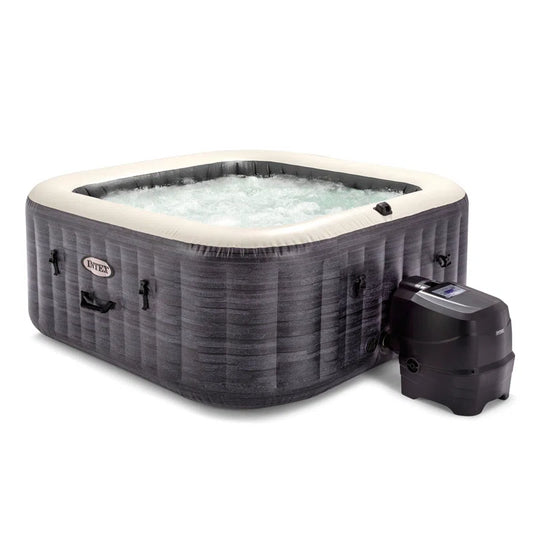 120 Volt 4 Person - Person 140 - Jet Plastic Square Inflatable Hot Tub in Gray