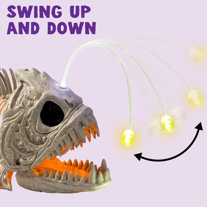 Halloween Skeleton Fish with LED Eye for Halloween Decoration, Graveyard Decorations, Indoor/Outdoor Spooky Scene