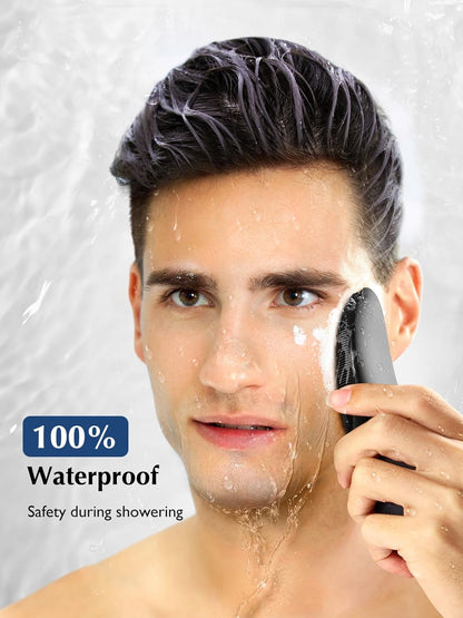 Facial Cleansing Brush Silicone Face Scrubber:  Waterproof Rechargeable Face Wash Brush, 4 Cleansing Modes, Electric Face Exfoliator for Father Men Women Gift Cleaning, Exfoliating, Massaging