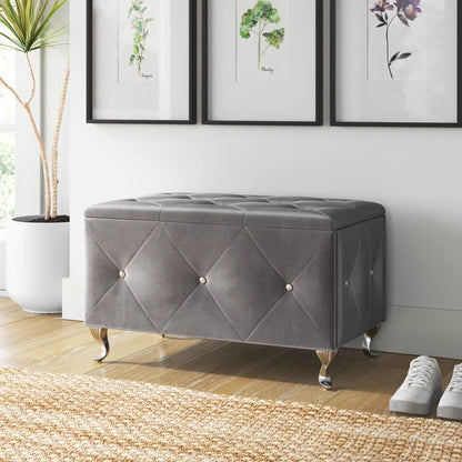 Carnes Velvet Upholstered Storage Bench