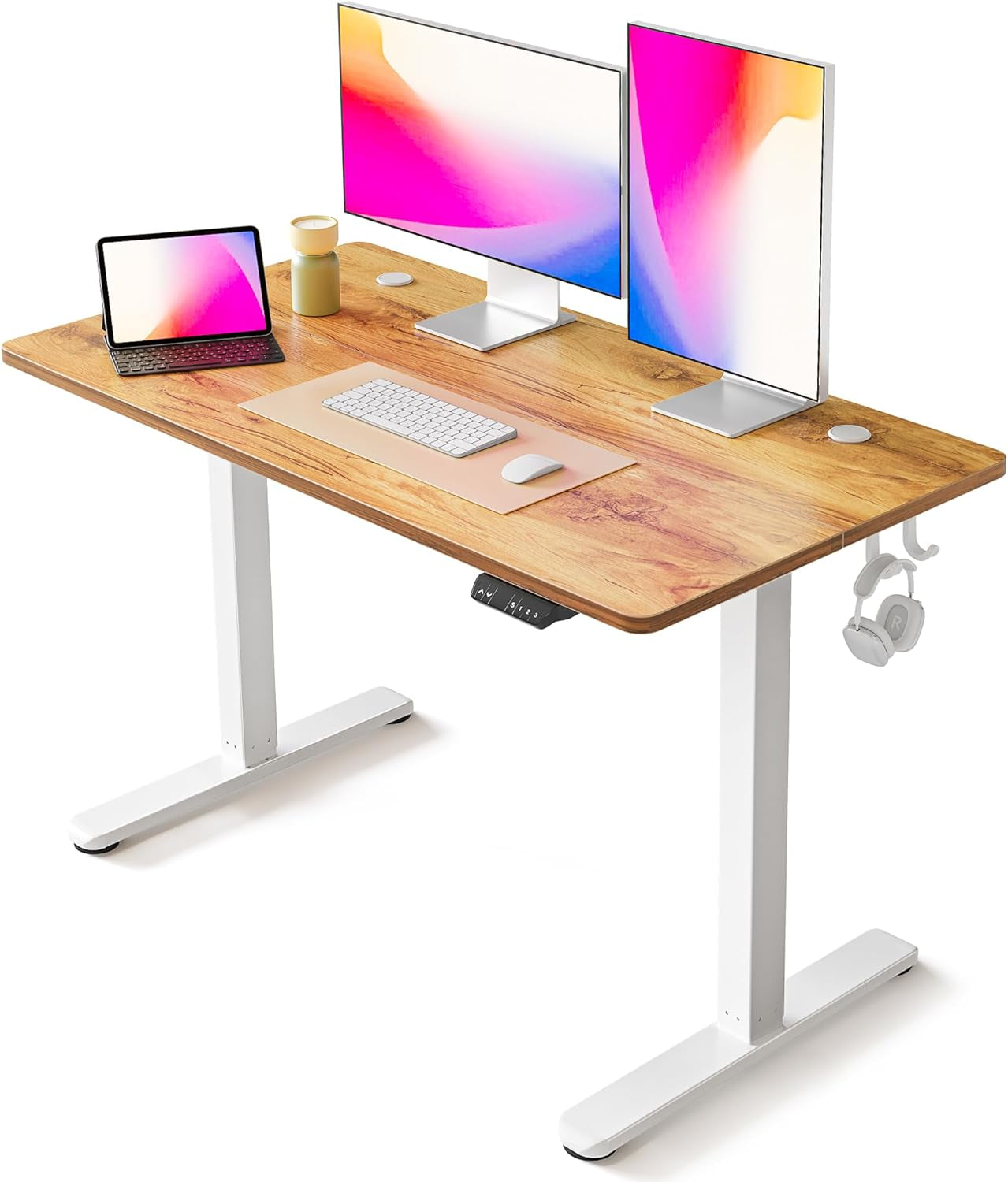 Electric Standing Desk, 48 X 24 Inches Height Adjustable Stand up Desk, Sit Stand Home Office Desk, Computer Desk, Light Rustic