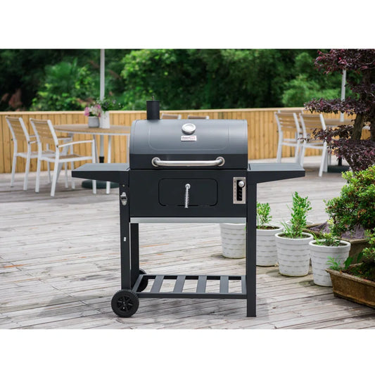 24" Barrel Charcoal Grill with Side Shelves