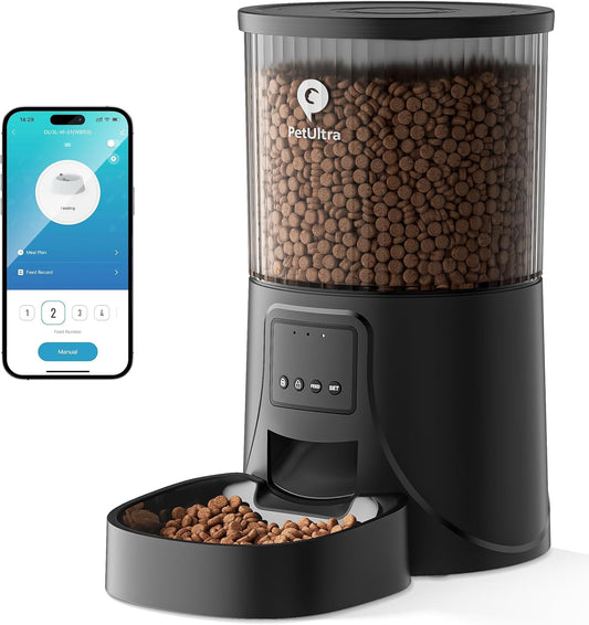 Automatic Cat Feeder Wifi - Automatic Cat Food Dispenser with APP Feeding Control, 4L Auto Pet Feeder for Dry Food, Dual Power Supply, Desiccant Bag