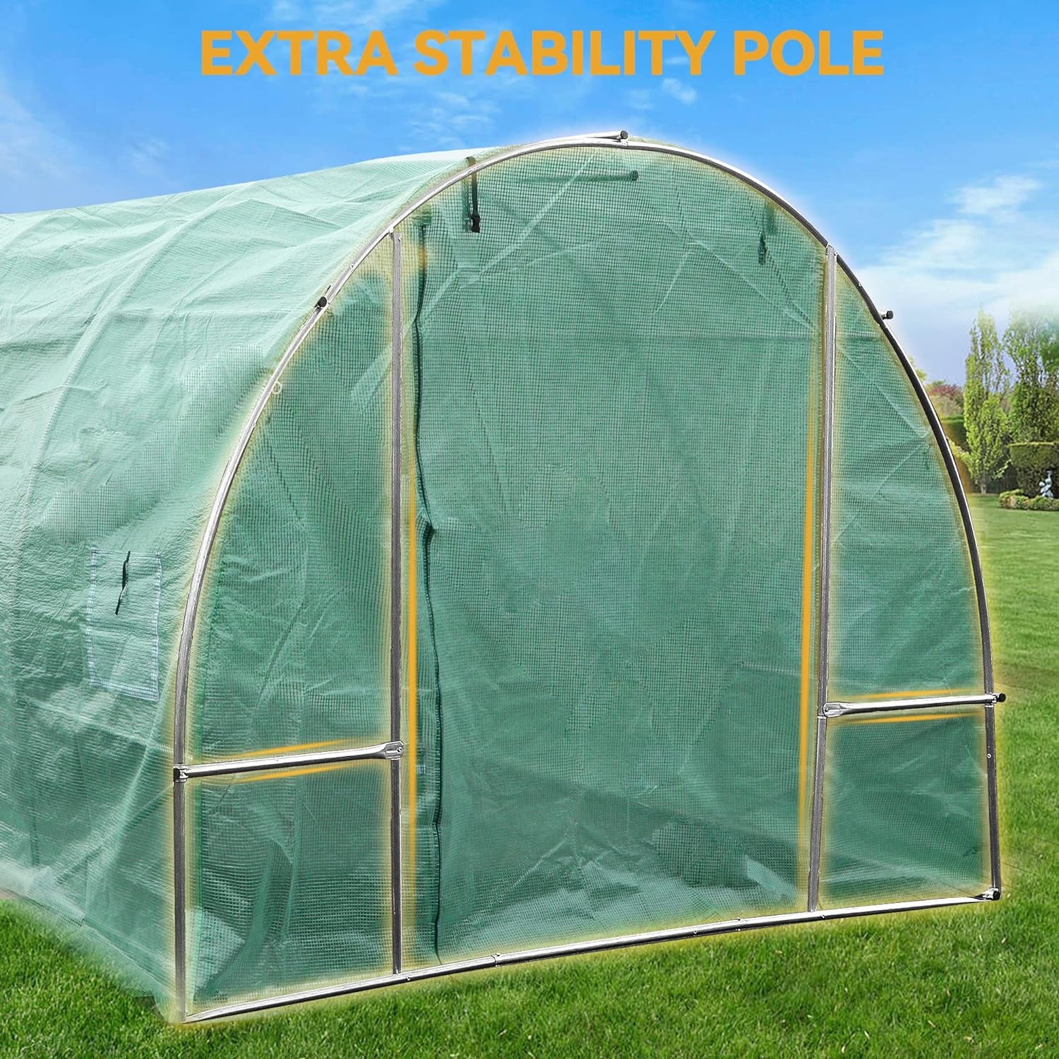20X10X7Ft Greenhouse Heavy Duty Large Walk-In Greenhouses Tunnel Green Houses Outdoor Portable Hot Plant Gardening Upgraded Galvanized Steel Stake Ropes Zipper Door 7 Crossbars Garden - Design By Technique
