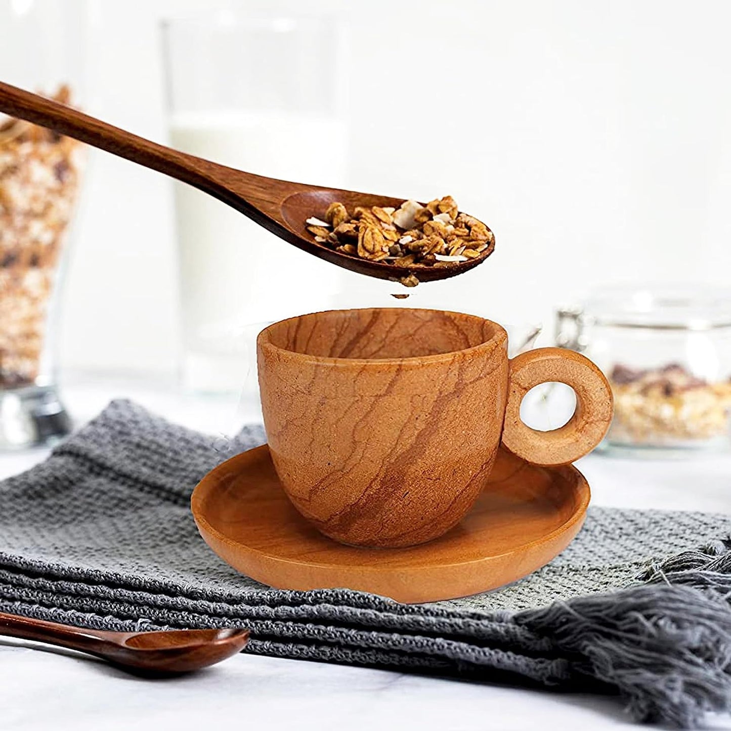 Stoneware Tea-Cup and Saucer Set for Tea, Coffee