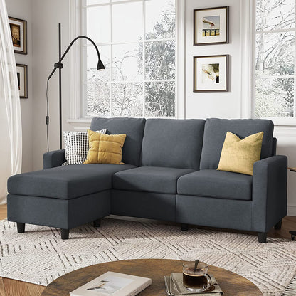 Convertible Sectional Sofa, L Shaped Couch with Reversible Chaise for Small Space, Dark Grey