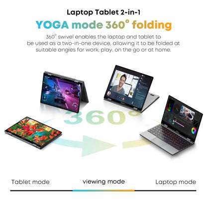 Minibook X 10.51" 360° Touchscreen Laptop 512GB SSD 12GB Ram,12Th Gen Intel Alder Lake N100(Up to 3.4Ghz),Windows 11,2 in 1 Tablet Notebook Computer,1Tb SSD Expand+Mouse+Hub