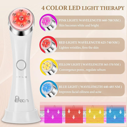 Facial Massager Skin Tightening Machine, 4 Color LED Light Therapy Machine, Promote Face Cream Absorption Strengthening Elasticity Modifying Wrinkles Professional Care Anti-Aging Skin Care Tools.