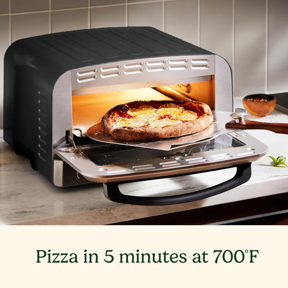 Indoor Pizza Oven – Versatile Temp Range Reaches 700°F – Bake 12” Pizzas in Minutes – Portable Countertop Pizza Oven – Stainless Steel – CPZ-120BKS