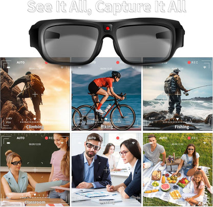 Superior 4K 2160P Camera Glasses, Upgrade Camera Video Glasses, Video Camera Sunglasses, Smart Video Sunglasses with UV Protection for Outdoor Sports, Cycling