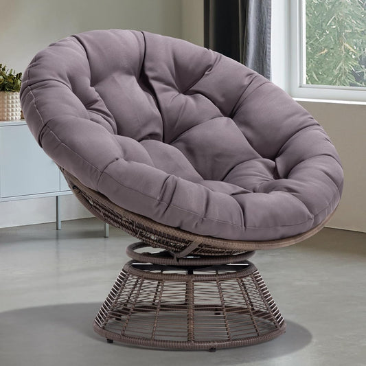 Bee Papasan Chair (Smoky Quartz Cushion-Brown Frame)