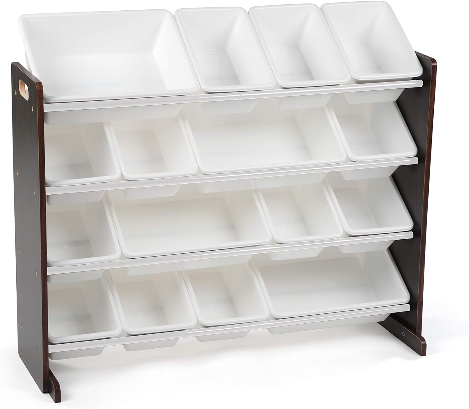 Extra-Large Toy Organizer, 16 Storage Bins, Espresso/White, 15.5D X 42W X 17.7H In