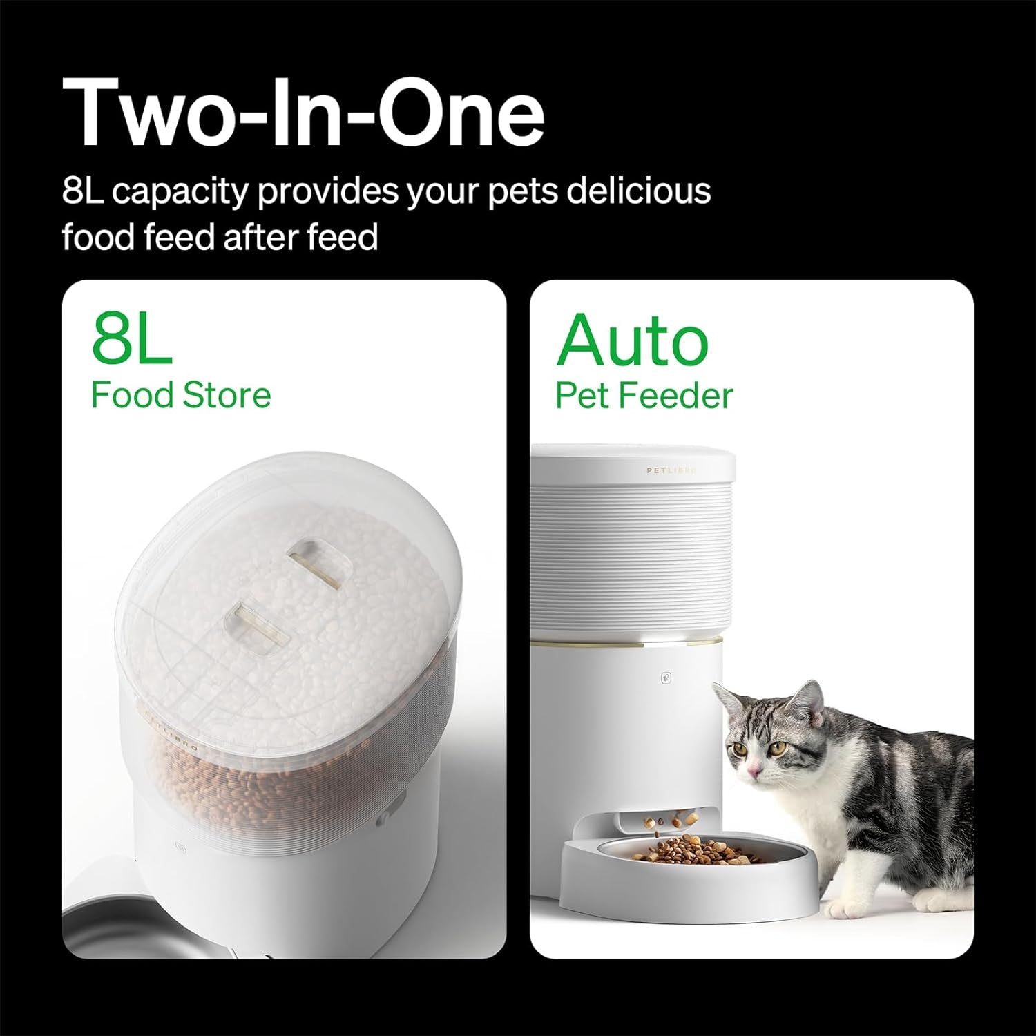 Vacuum-Sealed Automatic Cat Feeders, 8L/34Cups Automatic Dog Feeder with 5G Wi-Fi, Automatic Cat Food Dispenser for Airtight Storage, Space Pet Feeder with 187Mm Large Food Tray for Cat & Dog