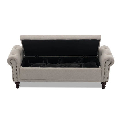 Polyester Blend Upholstered Storage Bench