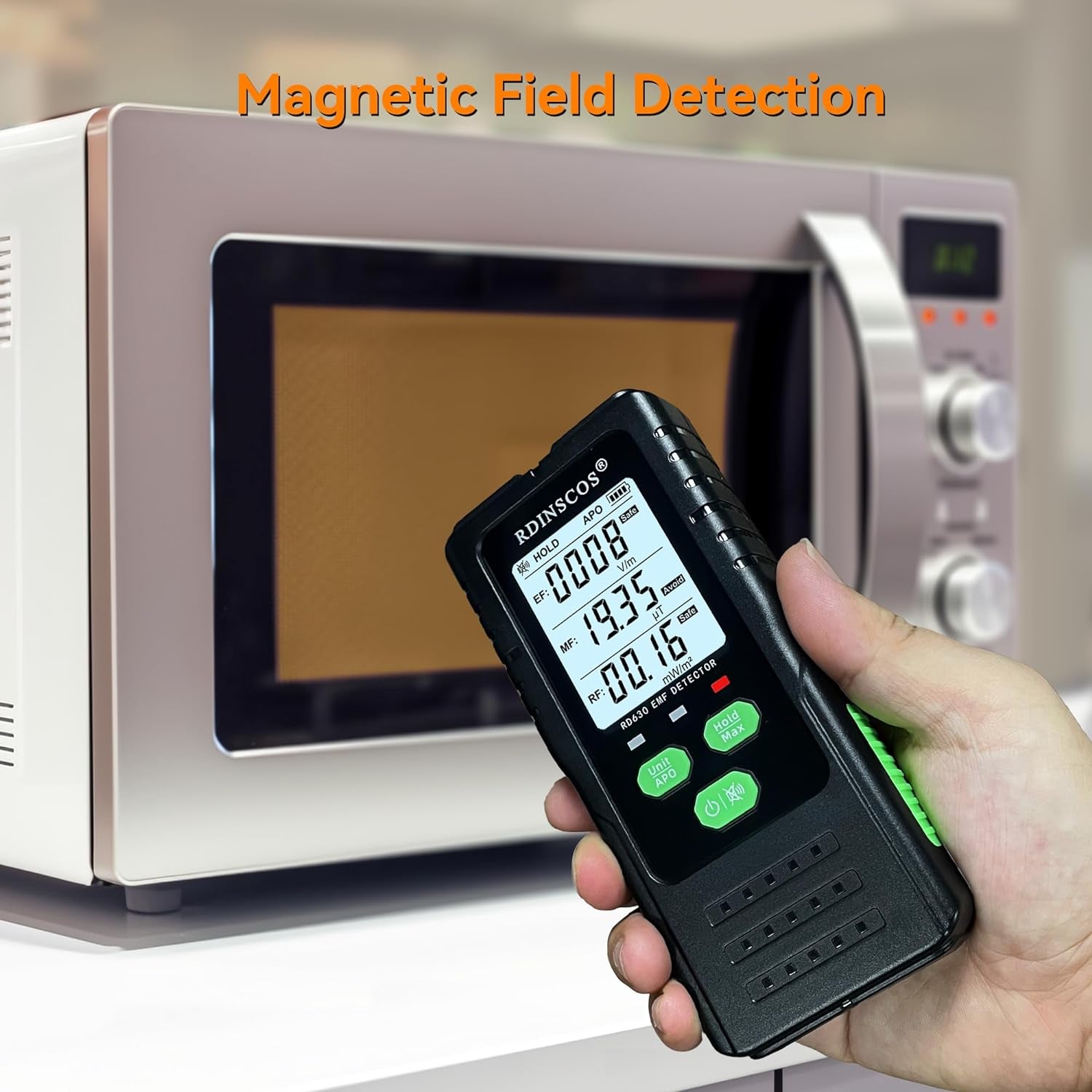 EMF Meter, 3 In1 Electromagnetic Electric Magnetic Radio Frequency Field Detector Hand-Held Digital LCD EMF Detector, Great Tester for Home EMF Inspections, Office, Outdoor with a 9V Battery (RD630)