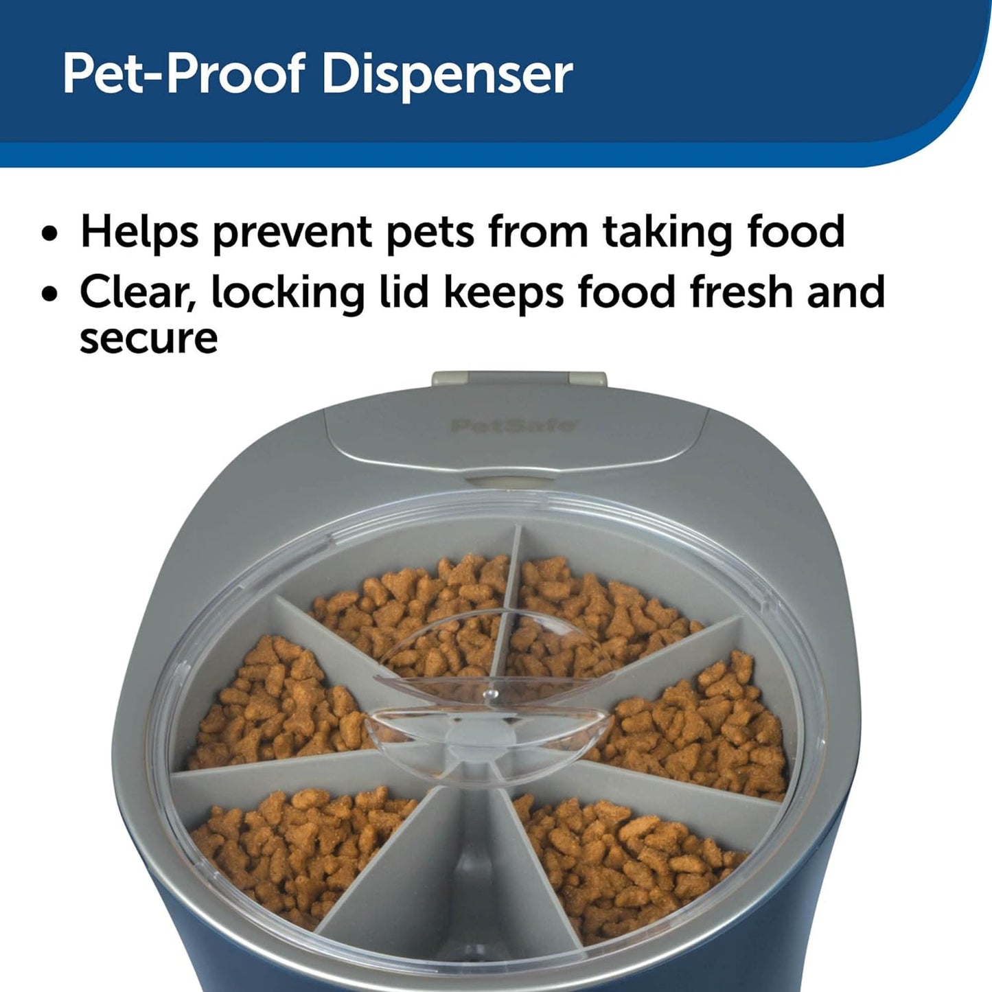 6 Meal Automatic Cat Feeder - Programmable Pet Food Dispenser for Cats and Small Dogs - Dry Kibble or Semi-Moist Pet Food, Slow Feed Portion Control, Tamper-Resistant