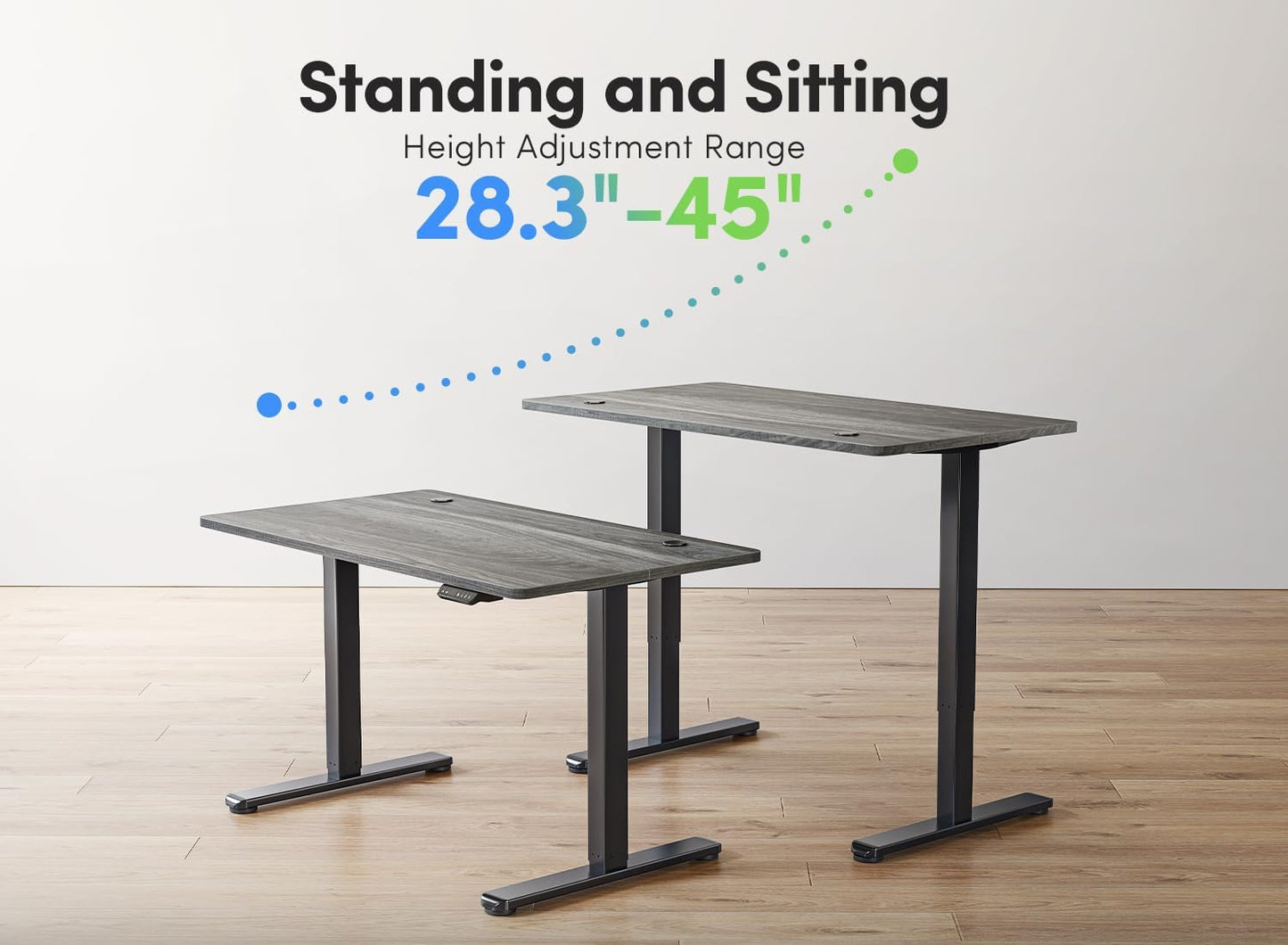 Electric Standing Desk, 48 X 24 Inches Height Adjustable Stand up Desk, Sit Stand Home Office Desk, Computer Desk, Gray