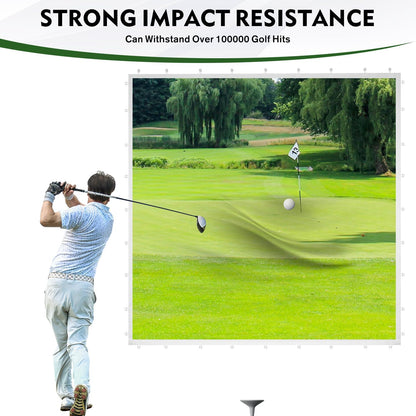 Golf Impact Screen with Upgraded Grommet Slings, 3D Air Mash Golf Simulator Impact Screen for Training, Golf Simulators Hitting Mat for Home, Indoor, Outdoor