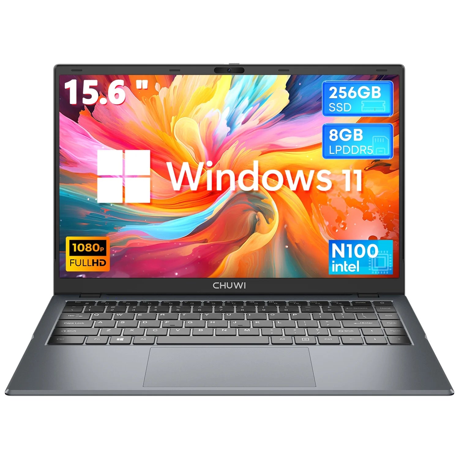 Gemibook plus 15.6" Laptop 256GB SSD 8GB Ddr5,12Th Gen Intel N100,2K IPS Display,Quad Core,Windows 11 Gaming Notebook Computer,3.4Ghz,Wifi 6,1920*1080